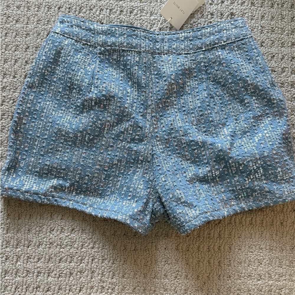 Women's Blue Tweed sequin shorts from Anthropologie - Picture 3 of 7